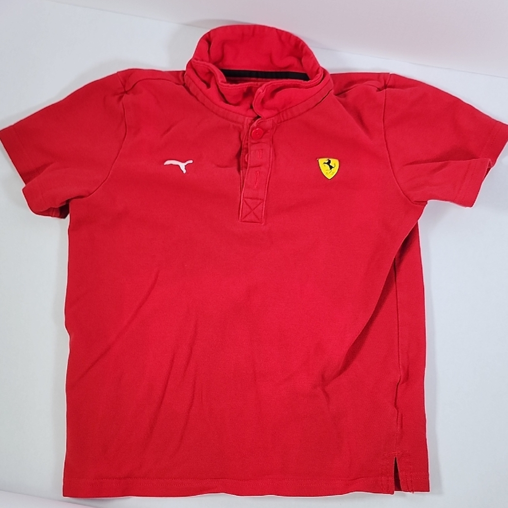 Puma Ferrari Red Kids Polo Shirt Size Medium